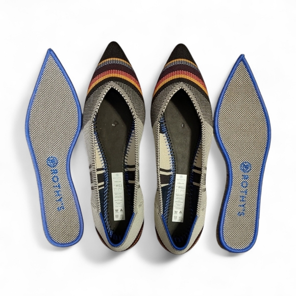 NEW Rothy's The Point Inverse Stripe Gray & Multicolor Flats Women's Size 10.5 - Picture 4 of 11